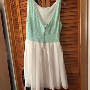 Mint green lace and white cotton dress.